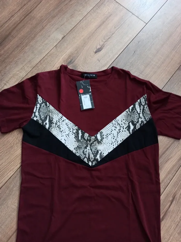 Tee shirt bordeaux homme L Oversize - photo numéro 4