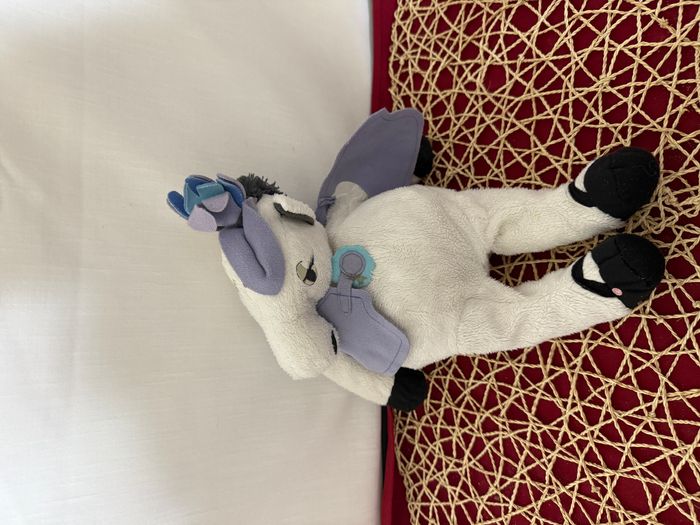 Doudou Cheval jument en Peluche Cirque Klappar Cirkus Blanc gris gilet mauve Violet à fleur 40 Cm - photo numéro 3