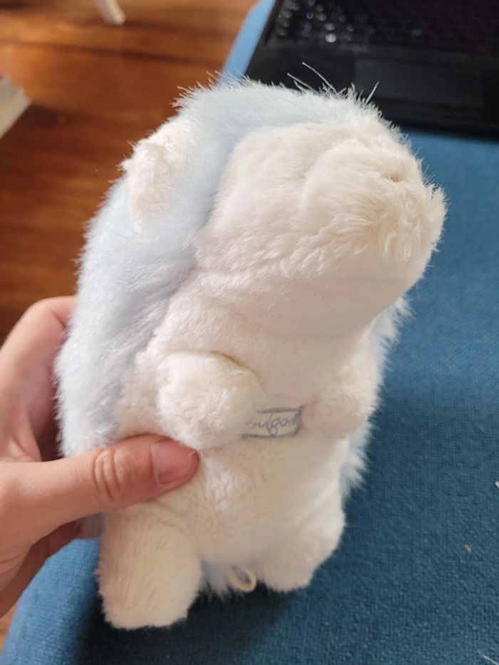 RARE Peluche Hérisson Boulgom bleu blanc Made in France doudou collection