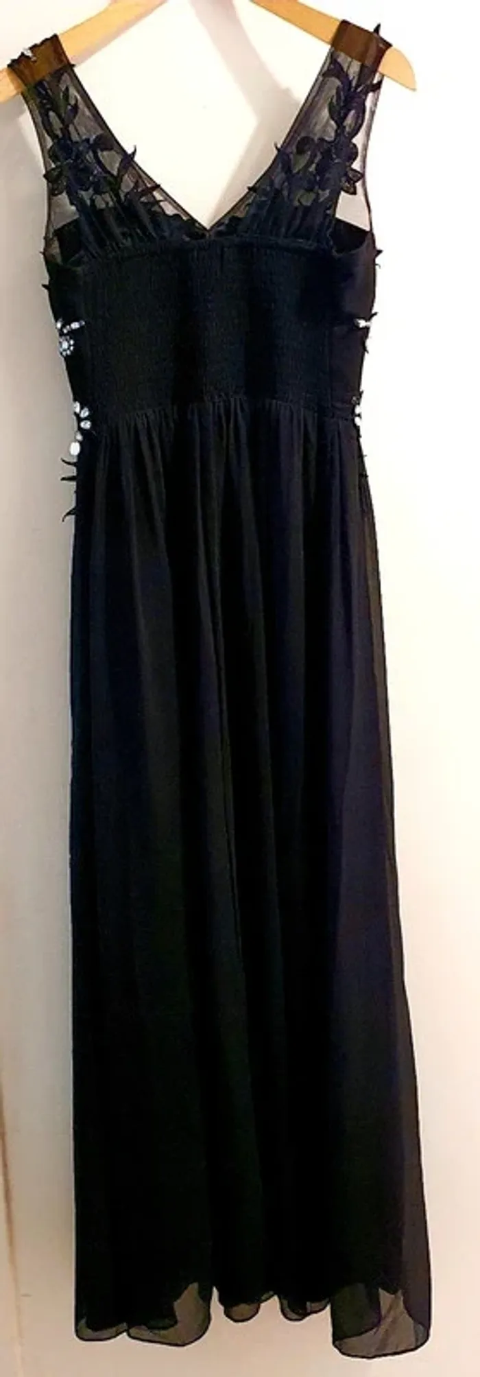 Élégante robe longue noire à perles – Taille L - photo numéro 2