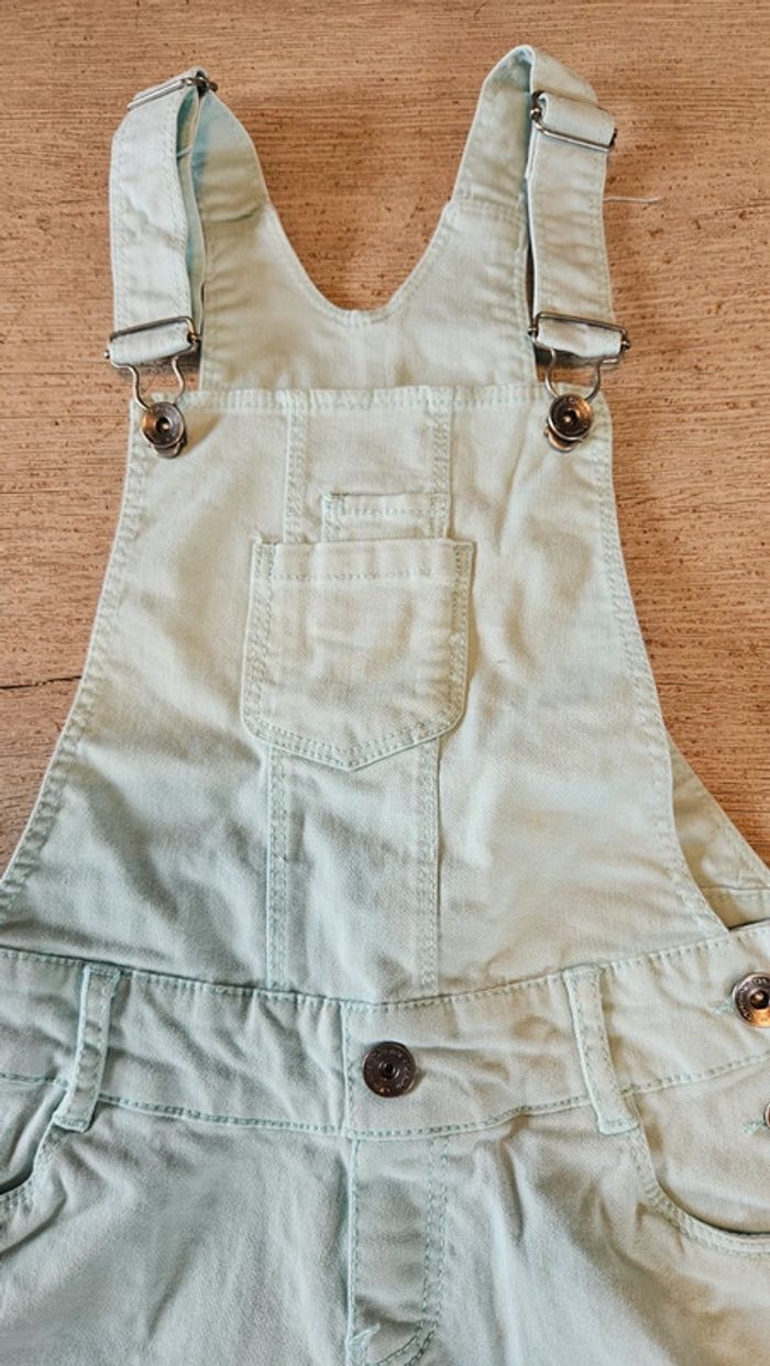 Adorable salopette short turquoise clair à bretelles, Okaîdi, 8 ans, neuf - photo numéro 5