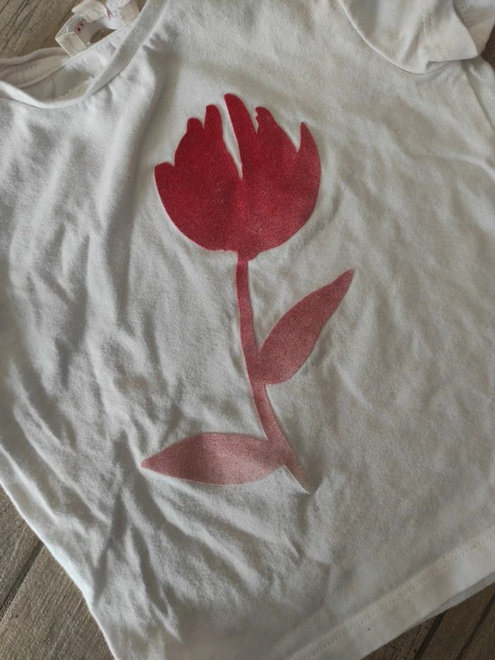 Ensemble jupe short et t-shirt Catimini rouge et blanc - photo numéro 7