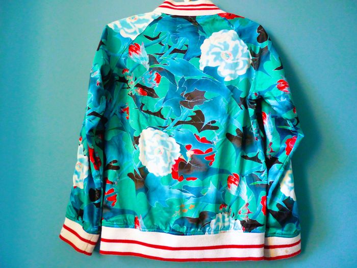 Veste Fille blouson Replay 12 ans imprimé bleu turquoise tropical TBE - photo numéro 4