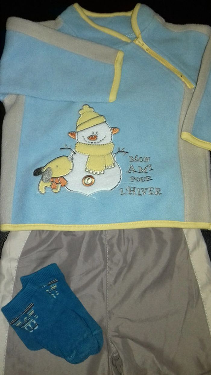 Ensemble hiver đŒ bĂ©bĂ© garçon chaud polaire sport d'hiver ski 6 mois bleu - photo numĂ©ro 3