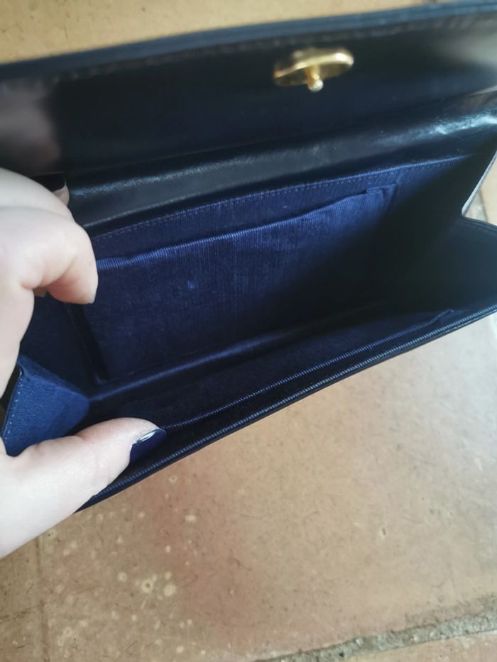 Pochette clutch en simili cuir bleu marine - photo numéro 2