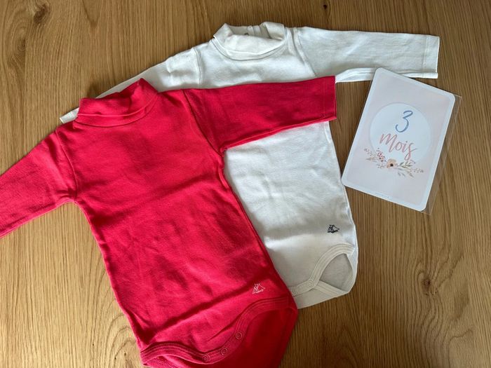 Lot bodies col roulé Petit bateau
