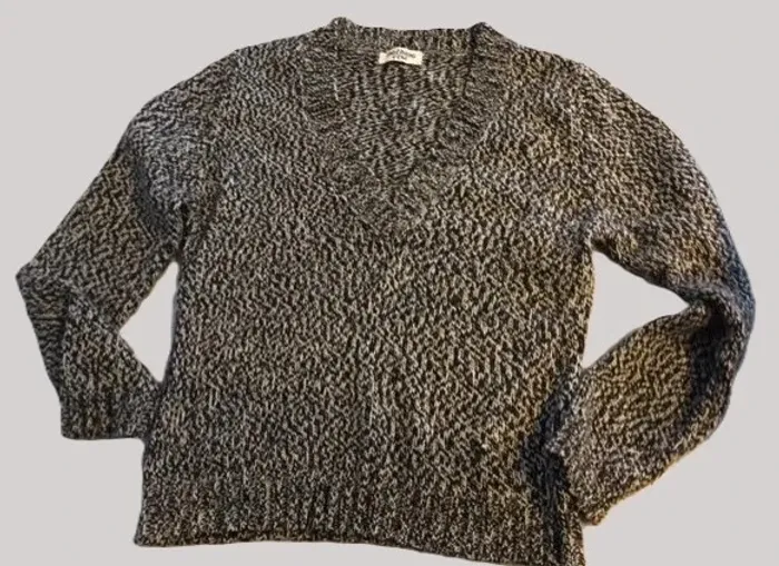 Pull col V noir/beige – T. 38/40