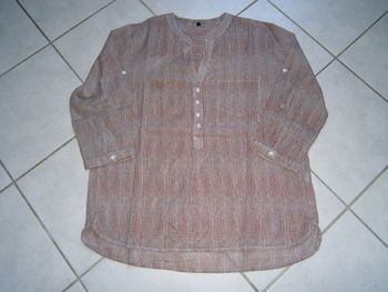 Chemisier rouge/gris manches 3/4 Taille 40