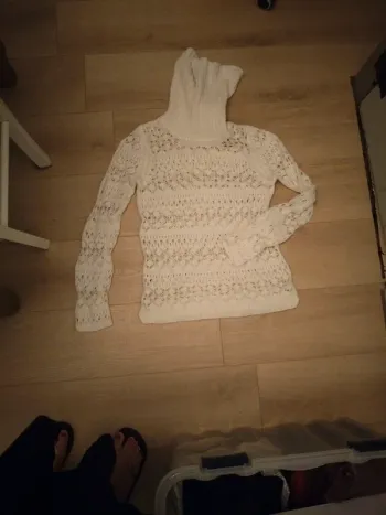 Pull maille chaud blanc cassé col chaud Promod