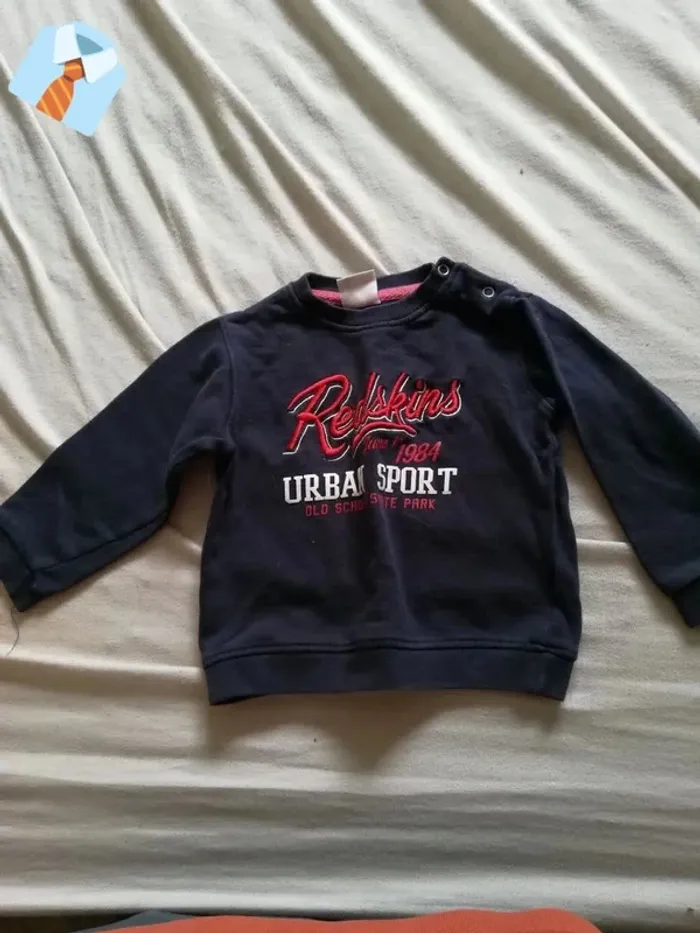 Sweat Bleu Marine/Noir "Redskins Urban Sport" - Taille 24 Mois