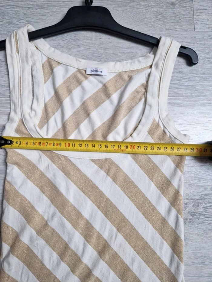 Débardeur crème et doré Pimkie étiquette de taille coupée  convient à un XS - photo numéro 5