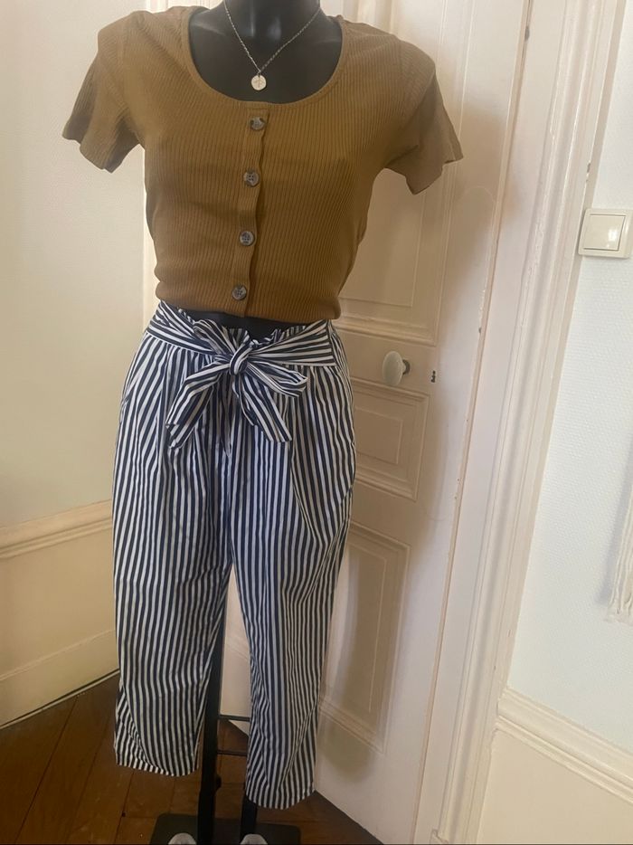 Pantalon chinos à rayures Zara 36 - photo numéro 2
