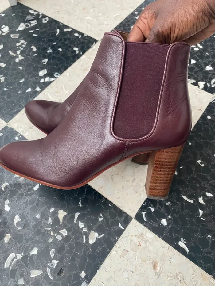 Bottines Minelli bordeaux cuir – T41 – talon moyen - photo numéro 2