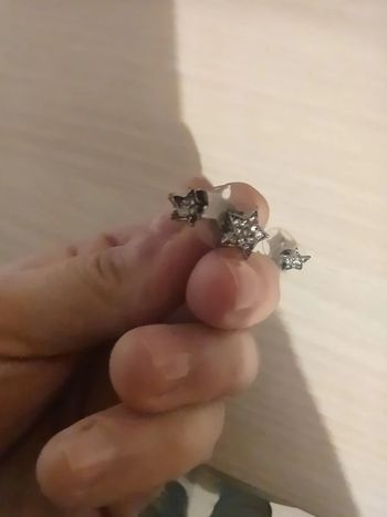 Boucles d'oreilles de lobe ear line étoiles argentées