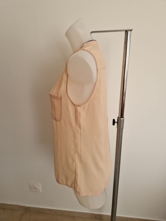 Haut beige abricot à bordure noir Mango - photo numéro 4