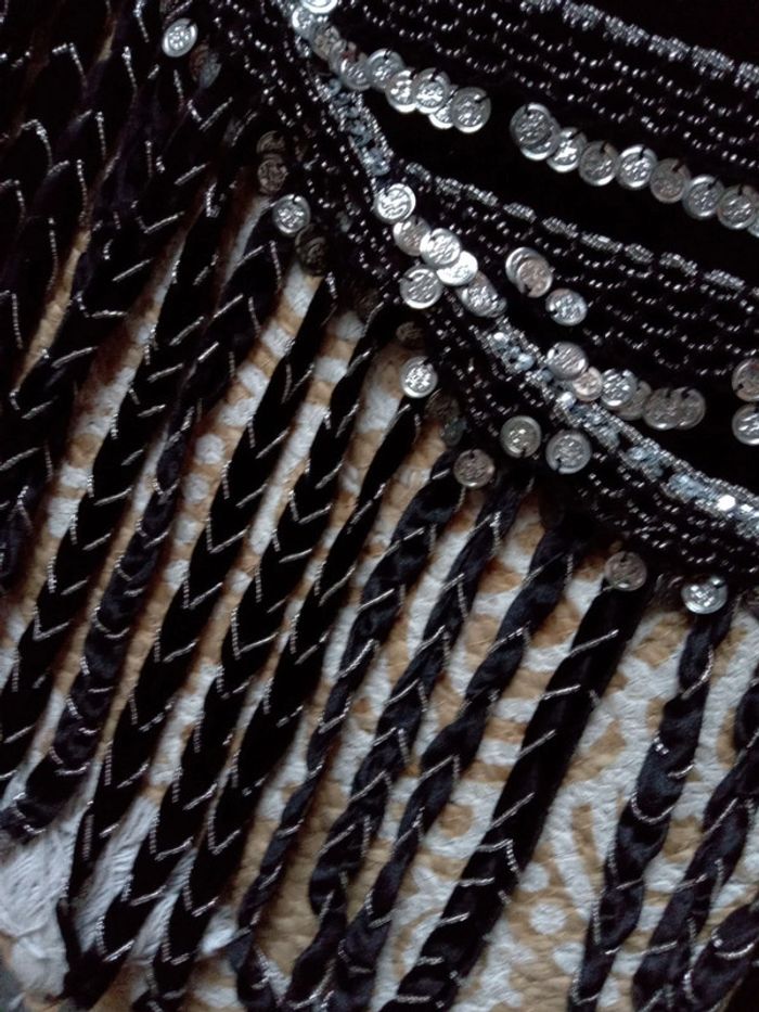 Foulard danse orientale velours luxe noir - photo numéro 3