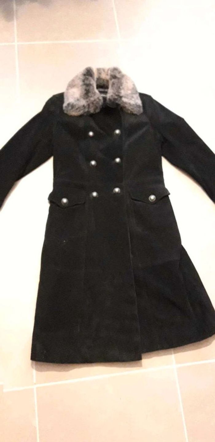 Manteau croute de porc/daim double avec col amovible T38