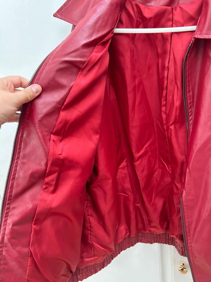 Veste similicuir bordeaux taille s - femme - photo numéro 5