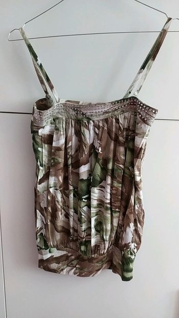 Top bustier M vert marron bon prix strass