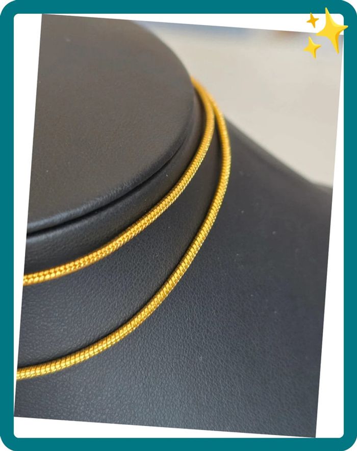 Collier maille serpent rond 1mm 55cm plaquage OR - photo numéro 6