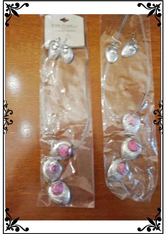 Lot 2 parures bijoux rose vintage - photo numéro 3