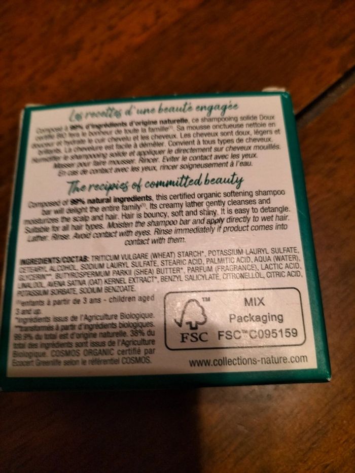 Shampooing solide collections nature bio - photo numéro 2