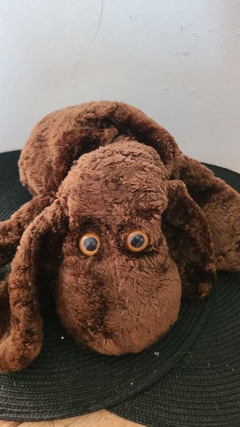 doudou vintage chien marron corps souple