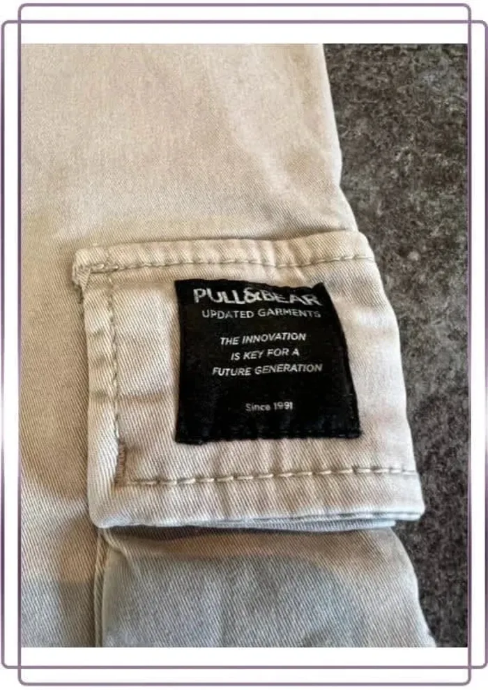 Pantalon cargo beige homme Pull&Bear taille M Men cargo pants Pantaloni uomo Cargohose Herren - photo numéro 3