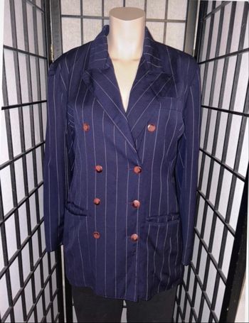 Blazer Vintage Marine à Rayures Tennis - Insolite Paris - Fabriqué en France - T. 40/42