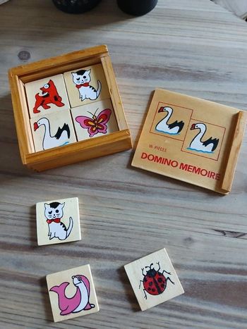 Jeu de memory bois multi couleurs animaux