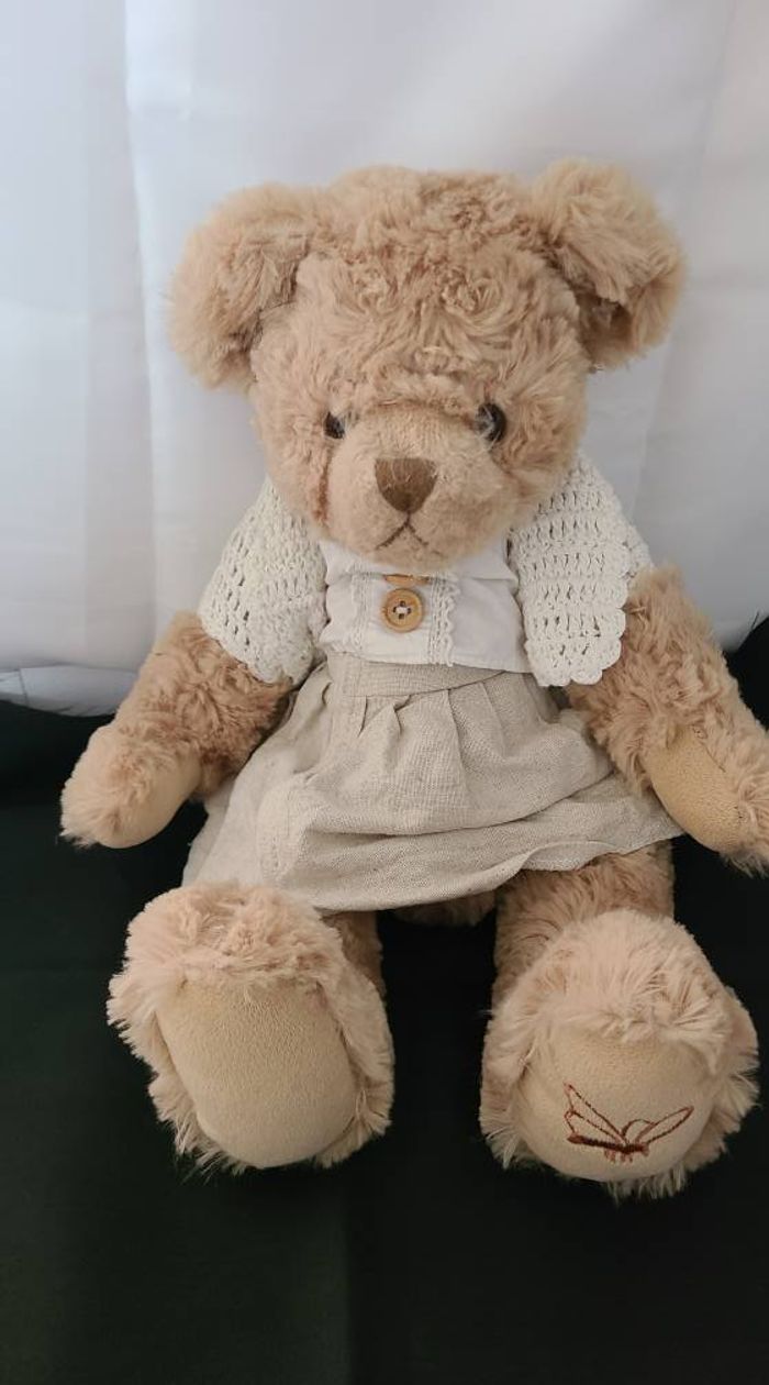 peluche oursonne robe pomme pidou - photo numéro 3