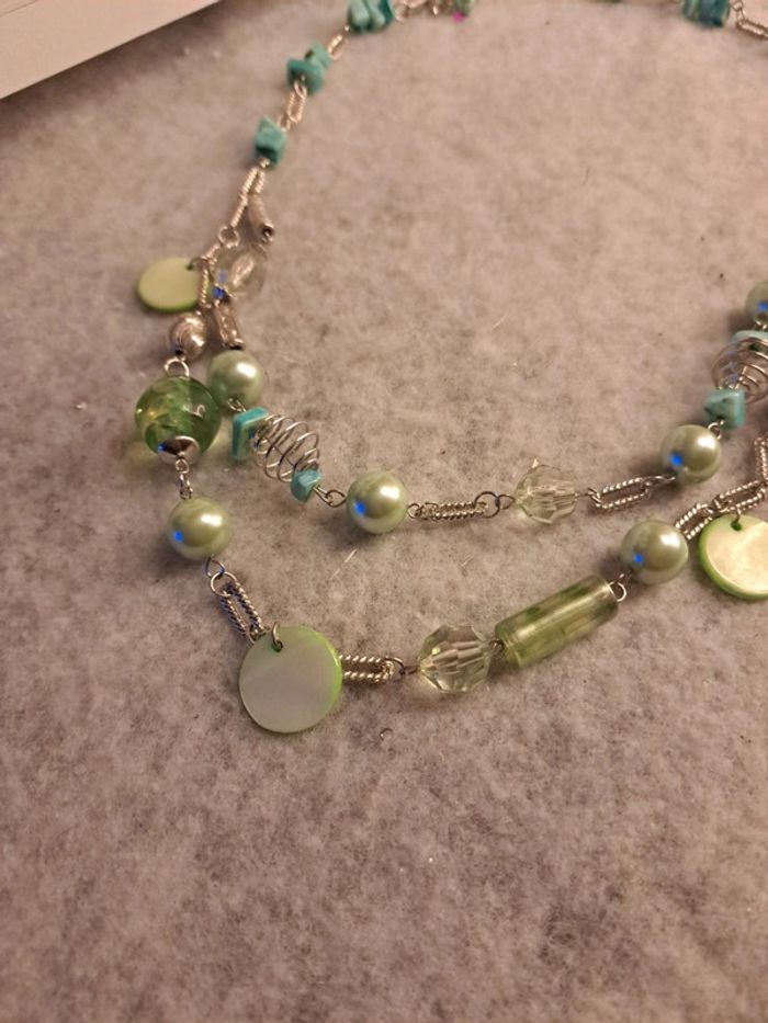 Collier long vert bleu turquoise - photo numéro 11