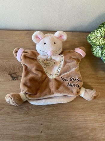 Doudou marionnette souris marron déguisé en chat ma souris miaou doudou et compagnie