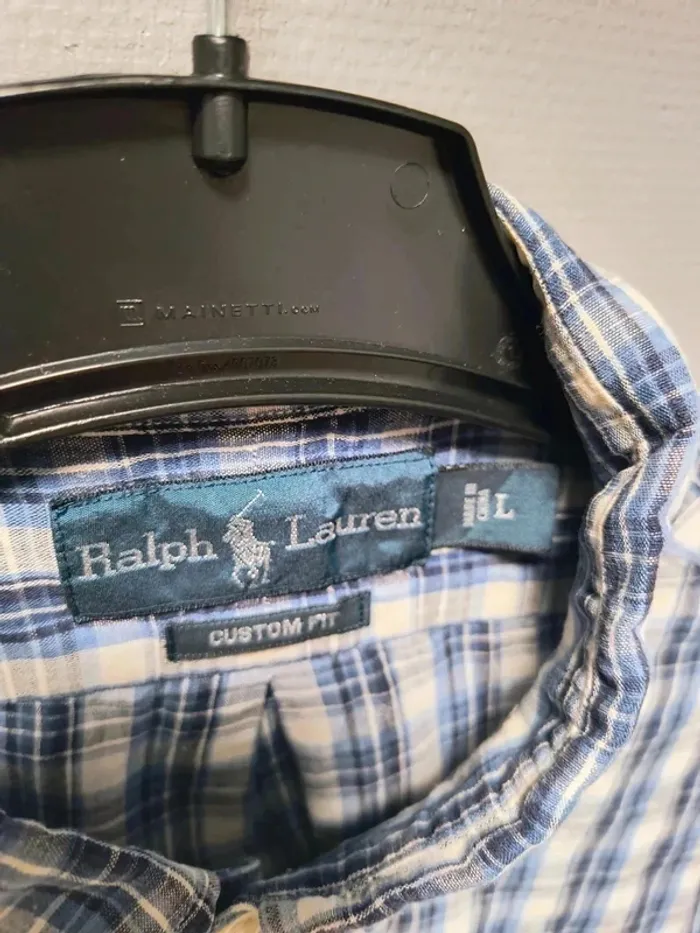 Chemise Ralph Lauren à carreaux bleu vintage Y2K – Custom Fit – Homme L - photo numéro 3