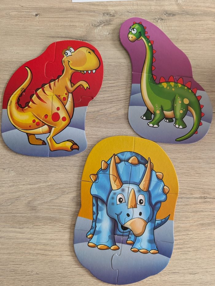 4 puzzles de 2 à 8 pièces dinosaures - photo numéro 2