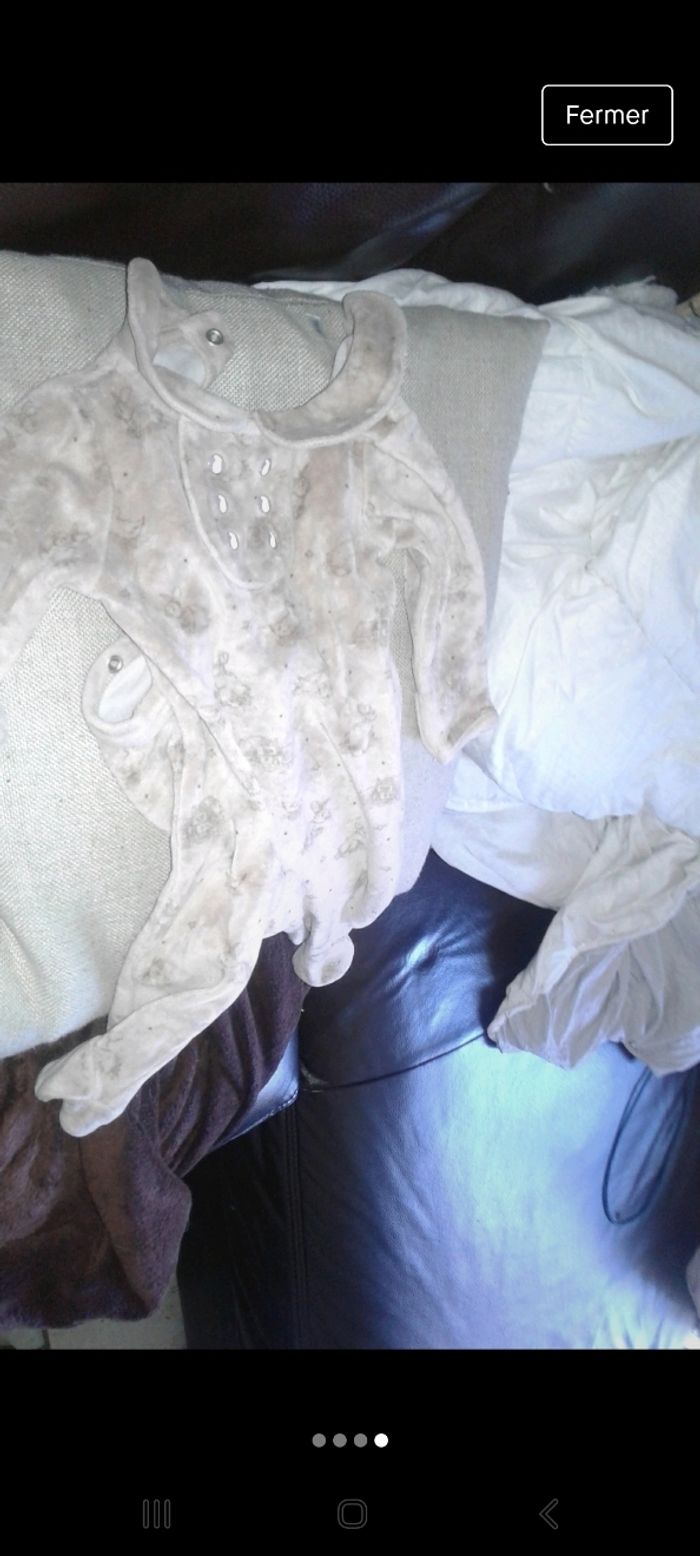 Lot de 2 pyjamas velour 1mois marron et rose lapin - photo numéro 5