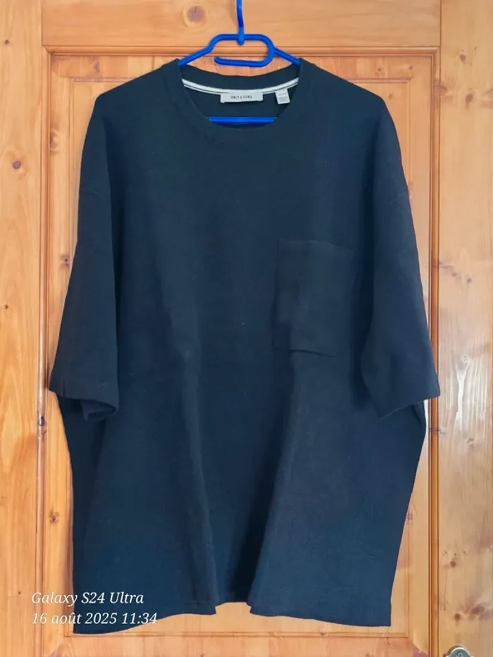 Teeshirt noir mixte avec poche