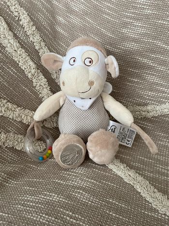 Peluche doudou d’éveil 28cm mots d’enfants mouton blanc beige marron très bon état