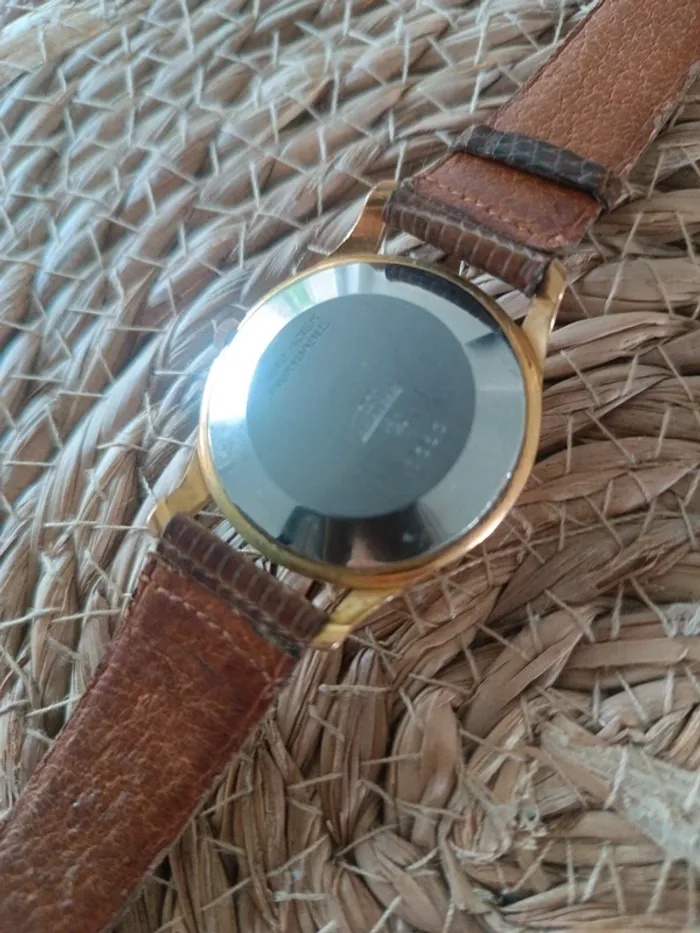 Montre vintage homme – cuir marron – fond acier inoxydable - photo numéro 7