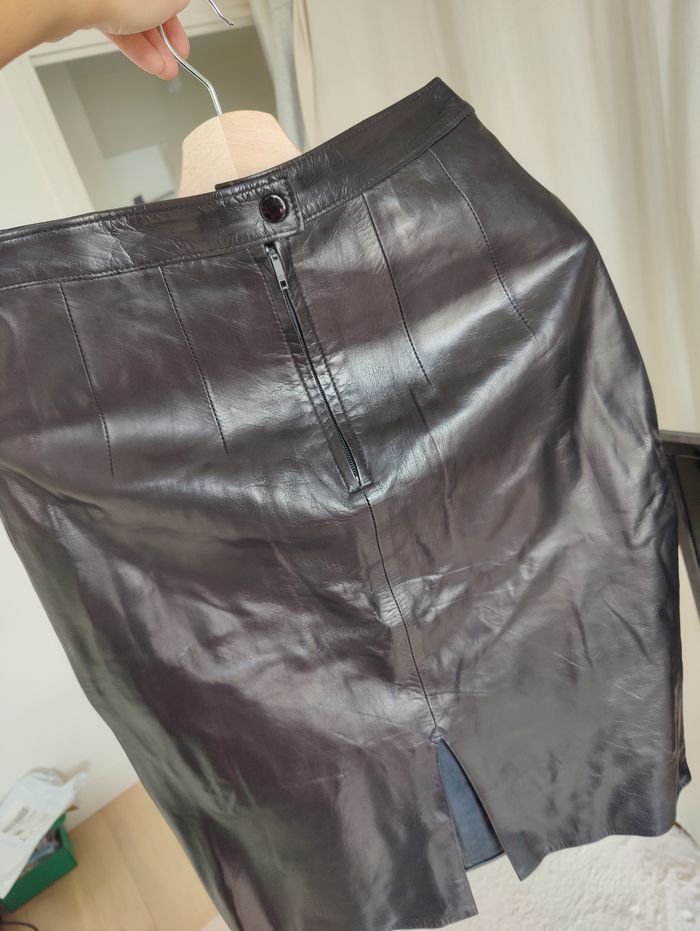 Jupe longue Vintage 80's en cuir - photo numéro 2