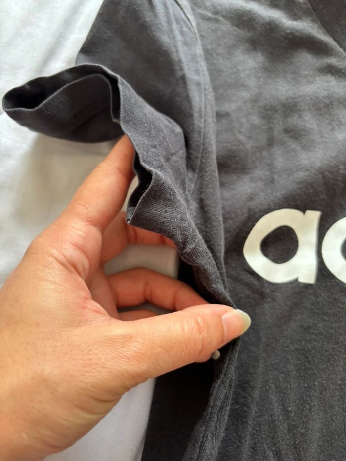 Lot 2 t-shirts Adidas femme S / 36 – noir logo blanc – coton - photo numéro 11