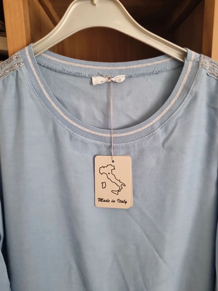 T shirt neuf manches longues viscose/ soie - photo numéro 2