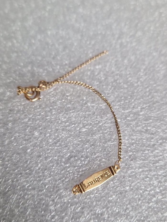 💛 Bracelet gourmette en or 18K – gravé “Laurence” (daté 13.4.61) - photo numéro 2