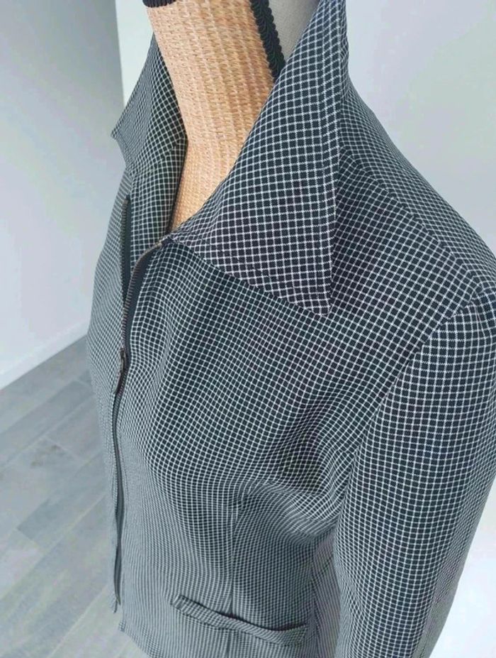 60 € Veste blazer à carreaux imprimé vichy vintage - photo numéro 3