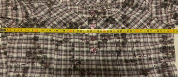 Haut à carreaux violet et gris manches 3/4 - photo numéro 3