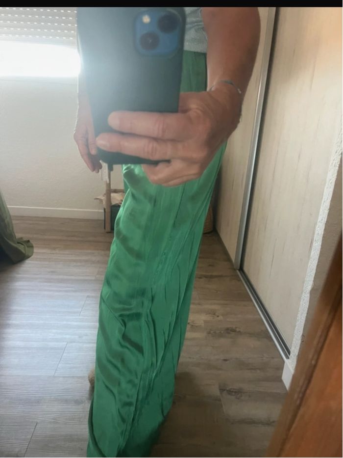 Pantalon fluide vert  large neuf - photo numéro 2