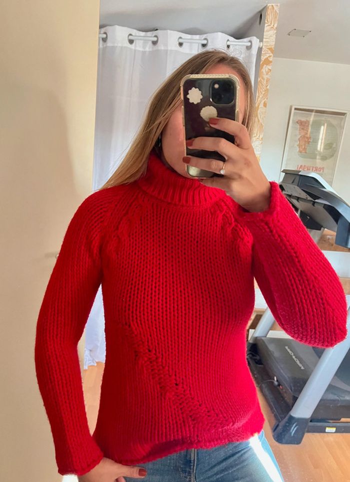 Pull rouge vintage Lulu Castagnette 36 S