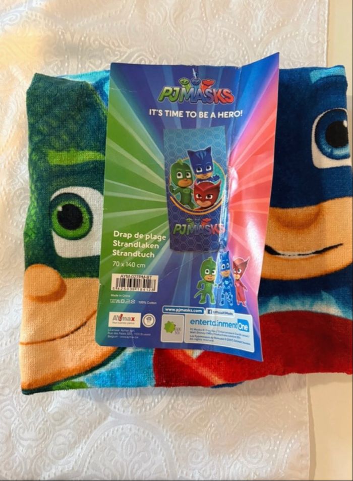 Serviette Plage Enfant PJ Masks Disney 70x140 cm Coton Neuve Étiquette - photo numéro 2