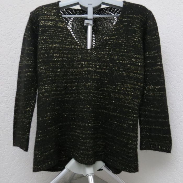 ✨ Pull ajouré noir & doré – Made in Italy – mélange mohair & laine ✨ - photo numéro 4