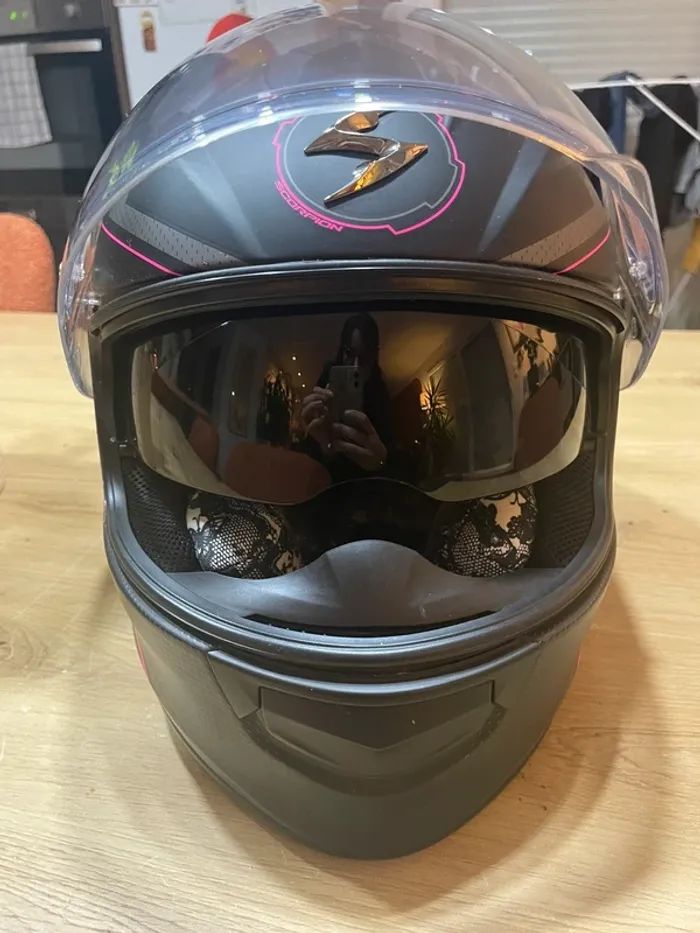 Casque moto femme Scorpion Exo 510 Air – Taille XS – Noir/Rose – Excellent état - photo numéro 3